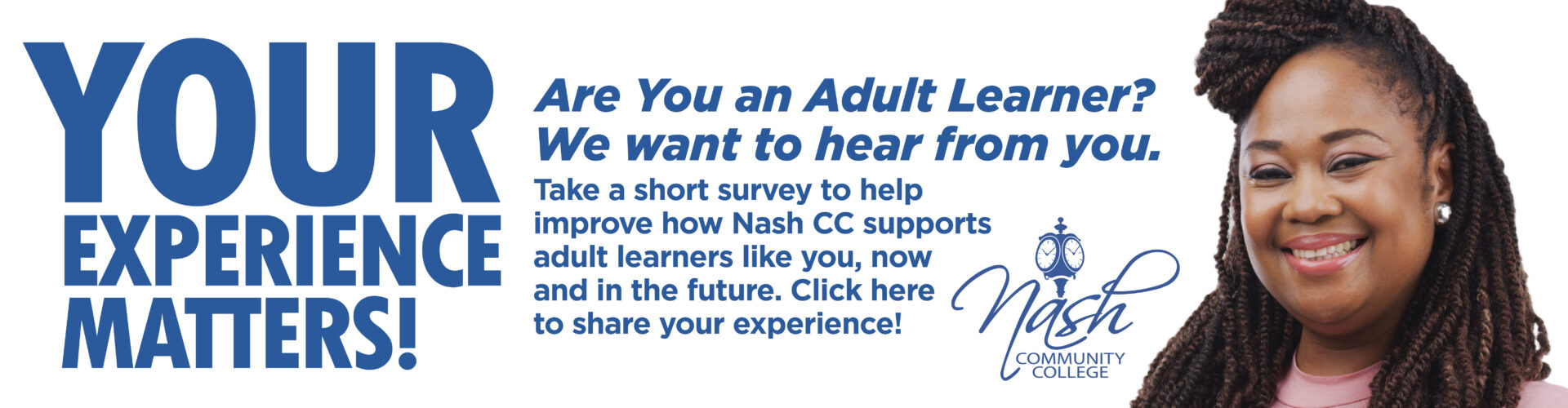 Carousel banner for adult learner survey