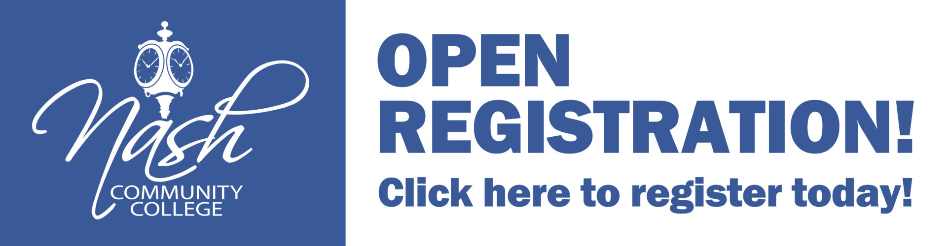 web banner of open registration