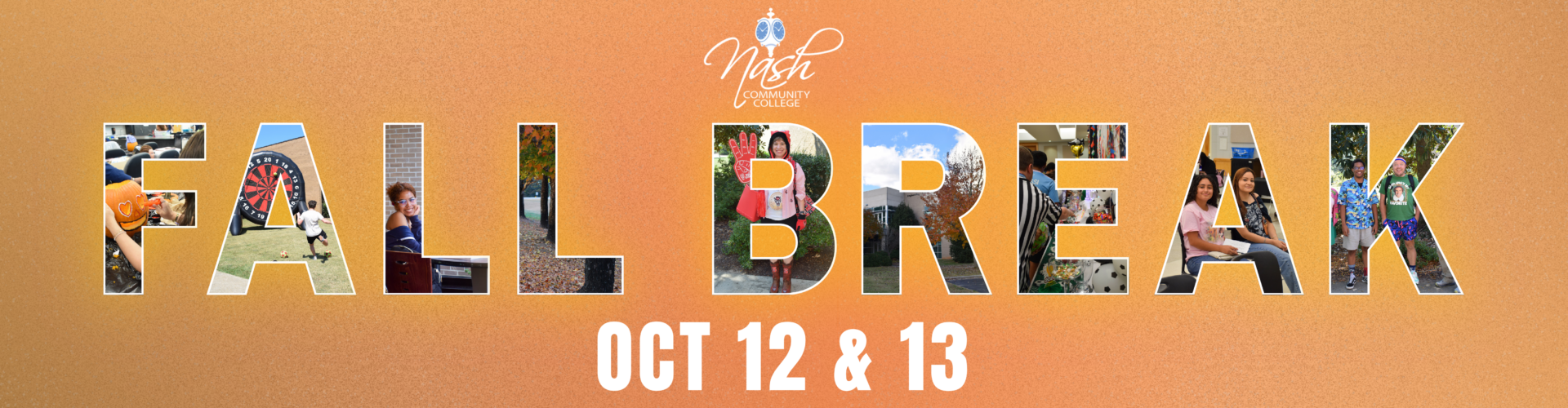 graphic of orange web banner with the words Fall Break